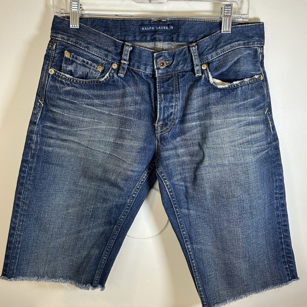 Ralph Lauren Sport Blue Label Jean Shorts Women 29  Dark Wash Mid‎ Rise Retro